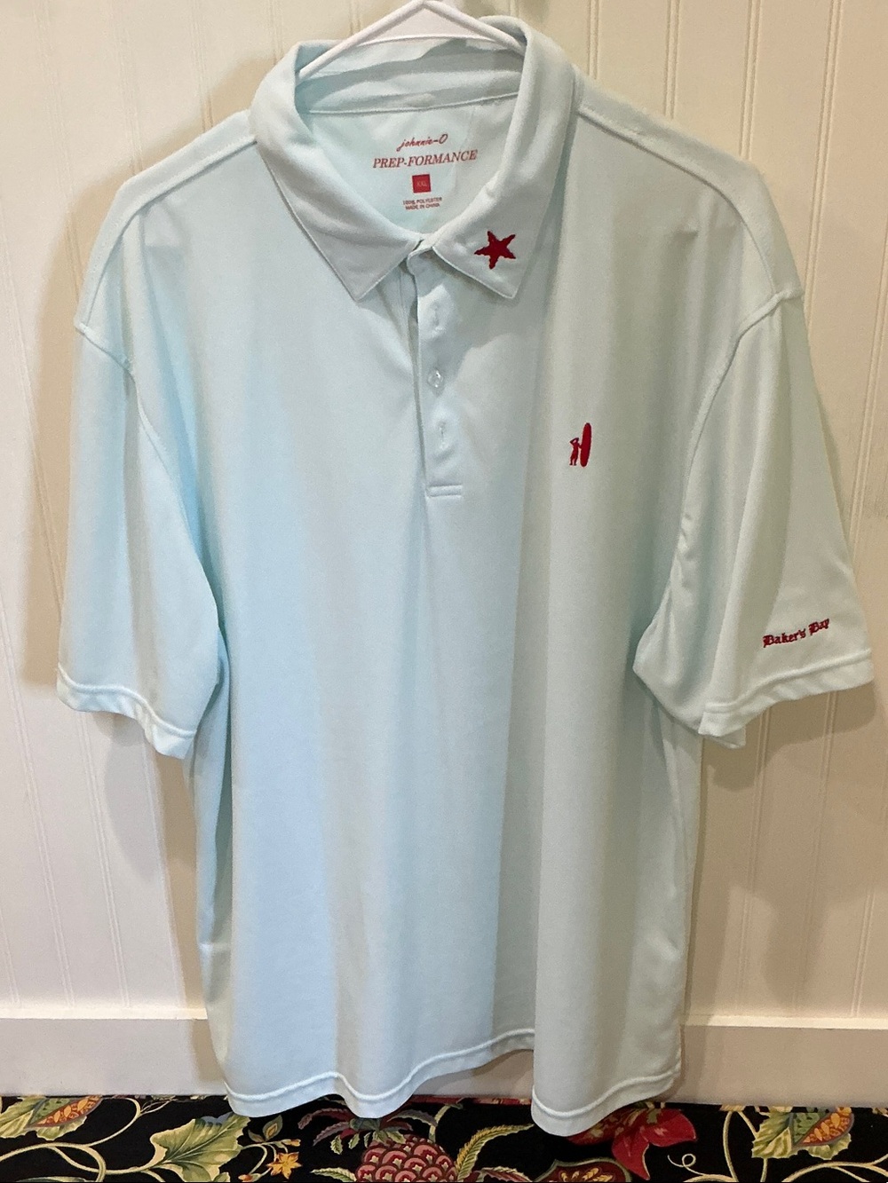 johnnie-O White Prep-formance Polo with Red Embroidery
